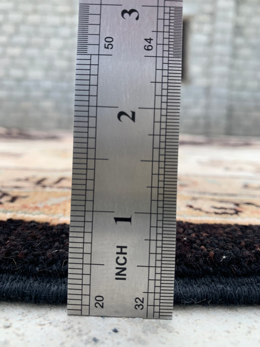 12'1 x 9'1 Hand-Knotted Peshawari Chobi Wool Rug - Black Traditional Floral Area Rug - KBHM-613