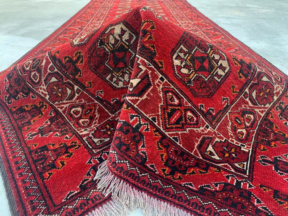 9'4 x 3'5 Hand-Knotted Peshawari Chobi Wool Runner Rug - Red Tribal Geometric Hallway Rug - KBHM-614