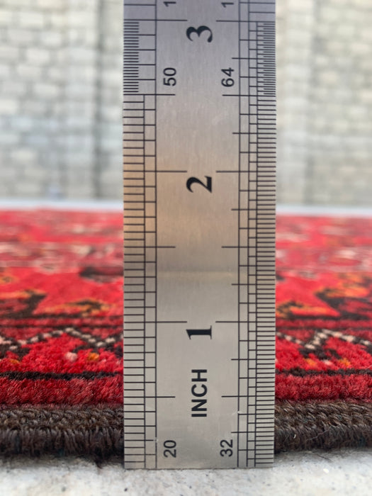 9'4 x 3'5 Hand-Knotted Peshawari Chobi Wool Runner Rug - Red Tribal Geometric Hallway Rug - KBHM-614