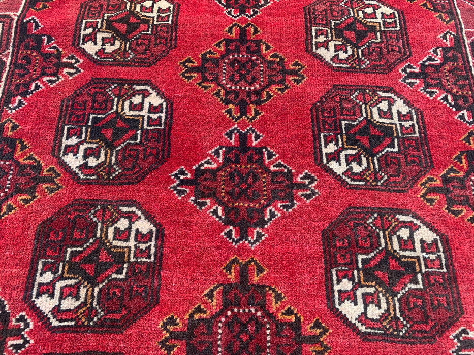 9'10 x 3'6 Hand-Knotted Peshawari Chobi Wool Runner Rug - Red Tribal Geometric Hallway Rug - KBHM-615