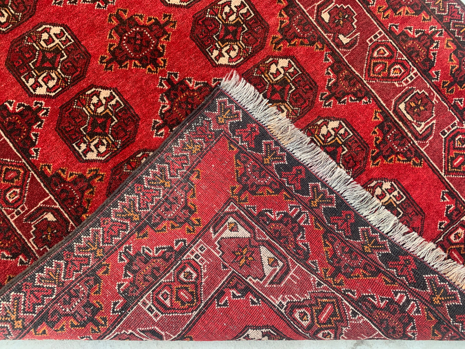 9'10 x 3'6 Hand-Knotted Peshawari Chobi Wool Runner Rug - Red Tribal Geometric Hallway Rug - KBHM-615