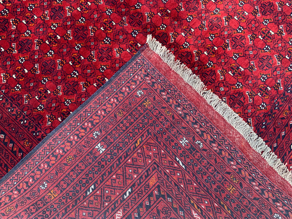 Handmade Persian Wool Area Rug 7x10 - Red Tribal Geometric Chobi Style Rug - Exact Size 9'8" x 6'8" - KBHM-617