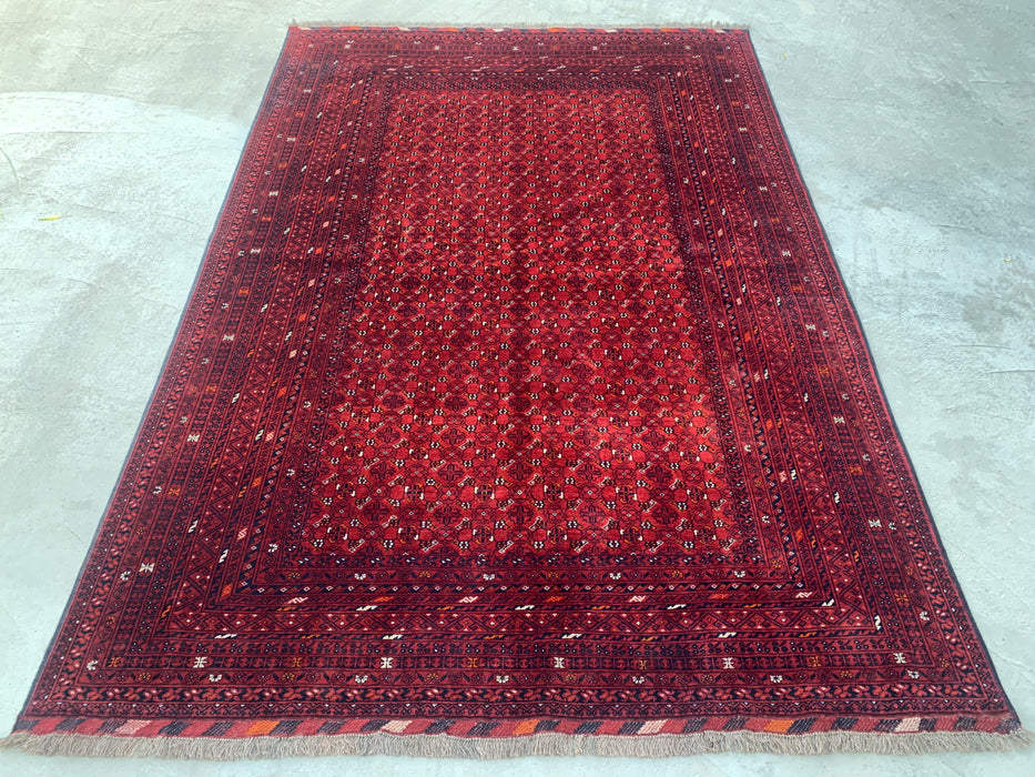 Handmade Persian Wool Area Rug 7x10 - Red Tribal Geometric Chobi Style Rug - Exact Size 9'8" x 6'8" - KBHM-617
