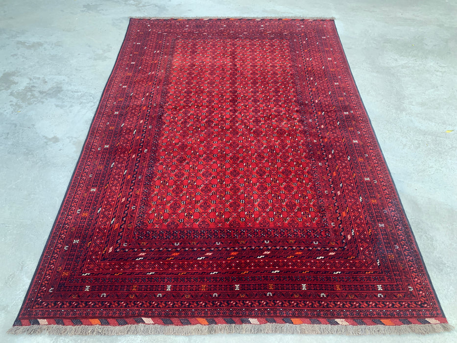 Handmade Persian Wool Area Rug 7x10 - Red Tribal Geometric Chobi Style Rug - Exact Size 9'8" x 6'8" - KBHM-617
