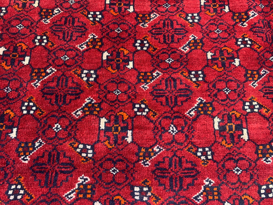 Handmade Persian Wool Area Rug 7x10 - Red Tribal Geometric Chobi Style Rug - Exact Size 9'8" x 6'8" - KBHM-617