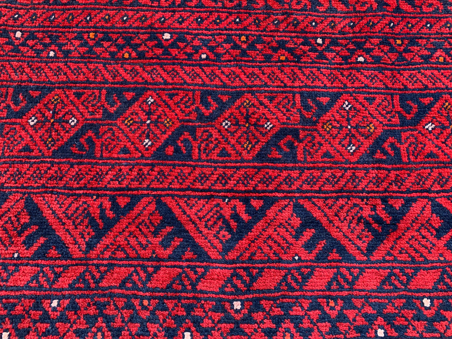 Handmade Persian Wool Area Rug 7x10 - Red Tribal Geometric Chobi Style Rug - Exact Size 9'7" x 6'6" - KBHM-618