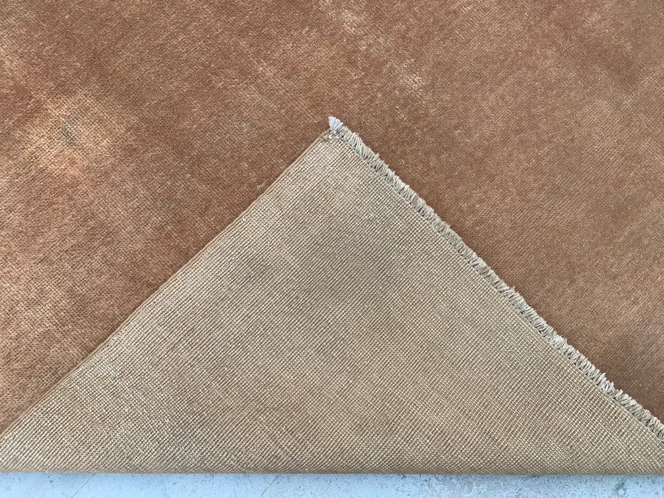 Handmade Persian Wool Area Rug 7x10 - Solid Brown Minimalist Chobi Style Rug - Exact Size 9'4" x 6'7" - KBHM-619