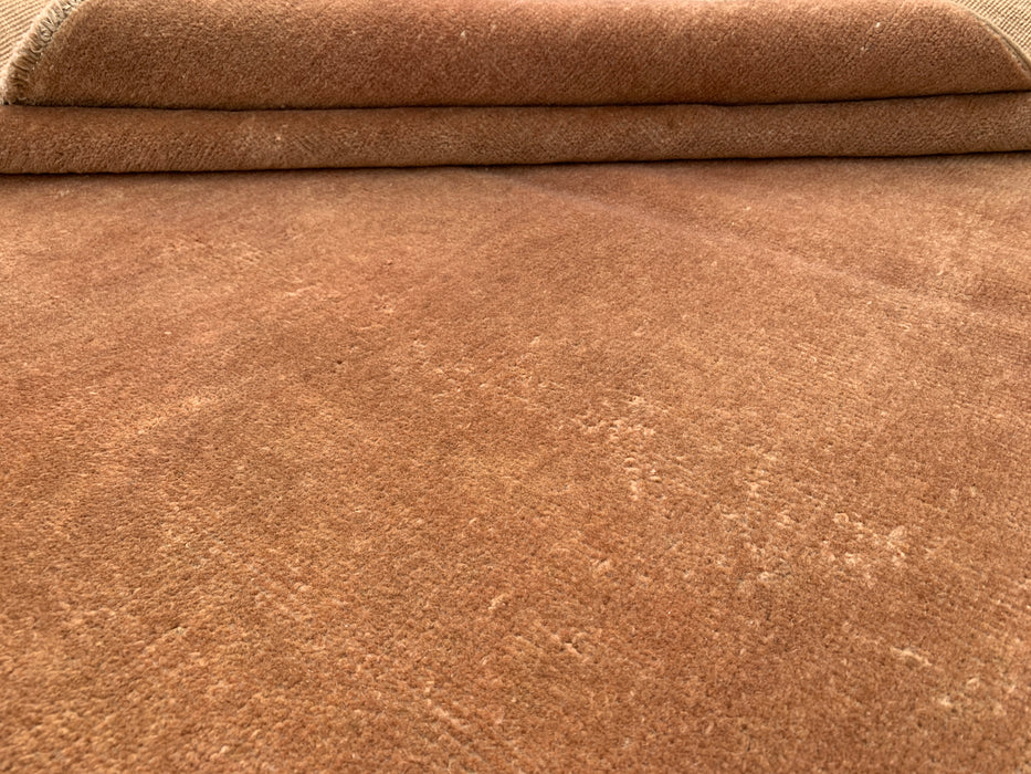 Handmade Persian Wool Area Rug 7x10 - Solid Brown Minimalist Chobi Style Rug - Exact Size 9'4" x 6'7" - KBHM-619