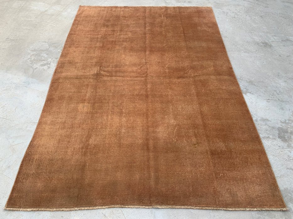 Handmade Persian Wool Area Rug 7x10 - Solid Brown Minimalist Chobi Style Rug - Exact Size 9'4" x 6'7" - KBHM-619