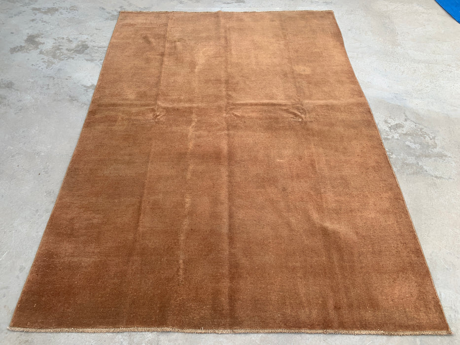 Handmade Persian Wool Area Rug 7x10 - Solid Brown Minimalist Chobi Style Rug - Exact Size 9'4" x 6'7" - KBHM-619