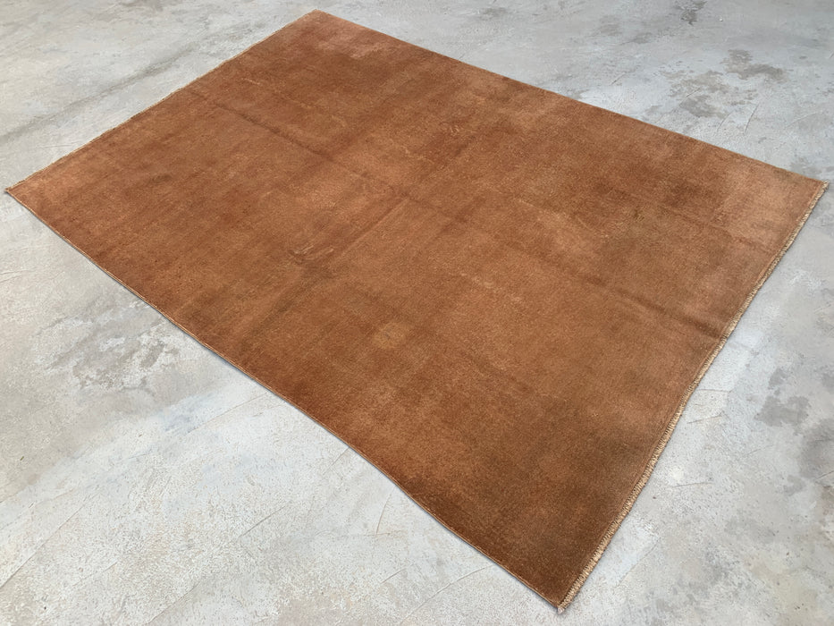 Handmade Persian Wool Area Rug 7x10 - Solid Brown Minimalist Chobi Style Rug - Exact Size 9'4" x 6'7" - KBHM-619