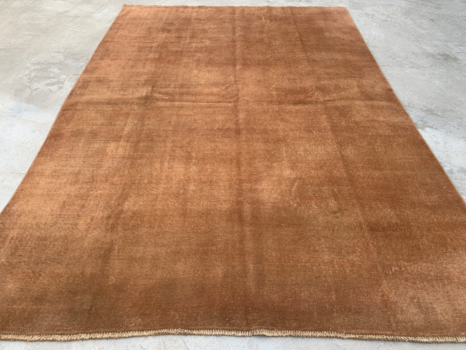 Handmade Persian Wool Area Rug 7x10 - Solid Brown Minimalist Chobi Style Rug - Exact Size 9'4" x 6'7" - KBHM-619