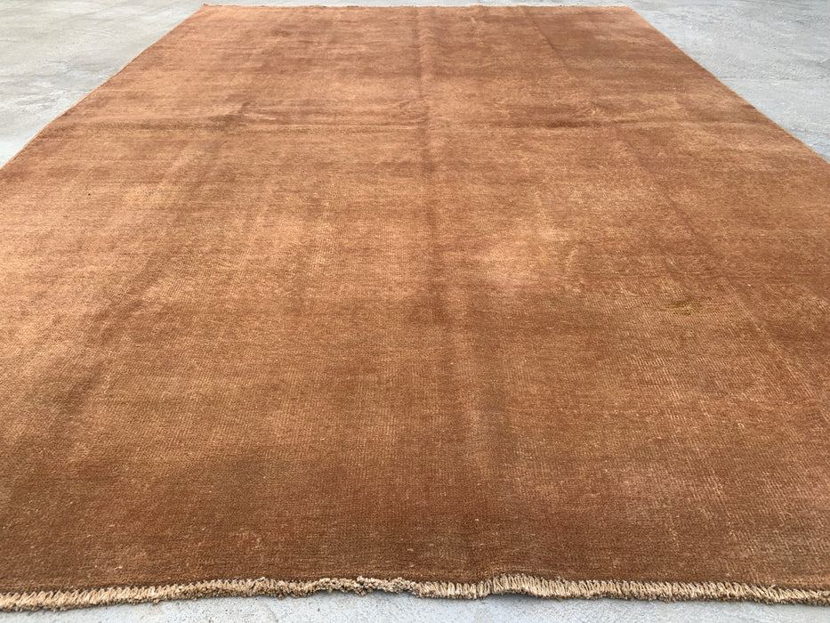Handmade Persian Wool Area Rug 7x10 - Solid Brown Minimalist Chobi Style Rug - Exact Size 9'4" x 6'7" - KBHM-619