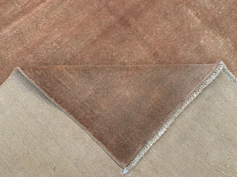 Handmade Persian Wool Area Rug 7x10 - Solid Brown Minimalist Chobi Style Rug - Exact Size 9'4" x 6'7" - KBHM-619