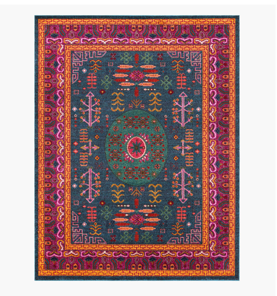 Anika Machine Woven Rug — Teal / Orange | ANI-1005 - performance