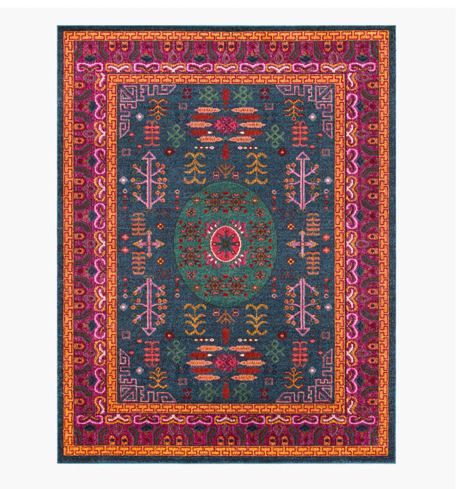 Anika Machine Woven Rug — Teal / Orange | ANI-1005