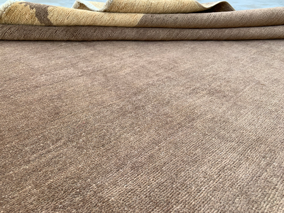 8'7 x 5'10 Hand-Knotted Peshawari Chobi Wool Rug - Brown Minimalist Bird Motif Area Rug - KBHM-620