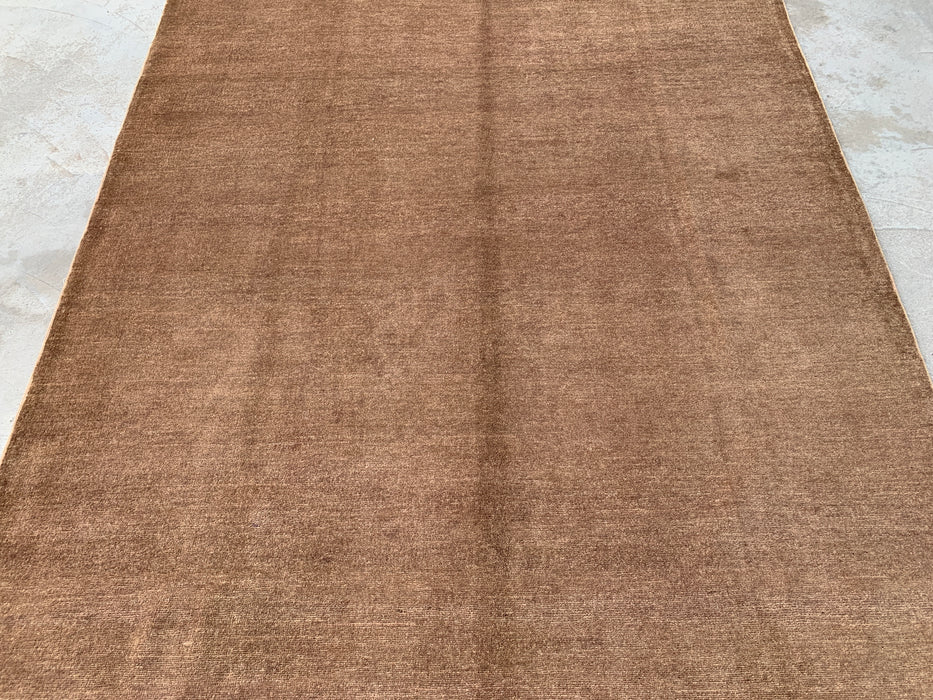 8'7 x 5'10 Hand-Knotted Peshawari Chobi Wool Rug - Brown Minimalist Bird Motif Area Rug - KBHM-620