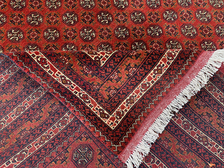 Handmade Persian Wool Area Rug 7x10 - Red Tribal Geometric Chobi Style Rug - Exact Size 9'4" x 6'7" - KBHM-626