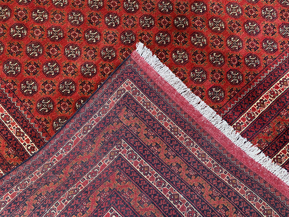 Handmade Persian Wool Area Rug 7x10 - Red Tribal Geometric Chobi Style Rug - Exact Size 9'4" x 6'7" - KBHM-626