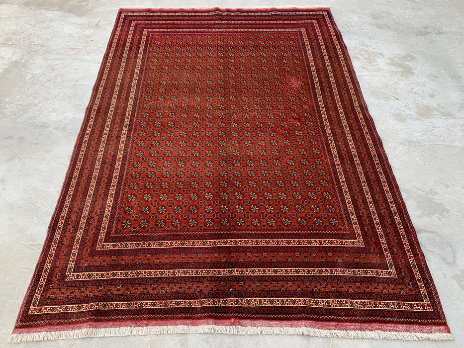 Handmade Persian Wool Area Rug 7x10 - Red Tribal Geometric Chobi Style Rug - Exact Size 9'4" x 6'7" - KBHM-626