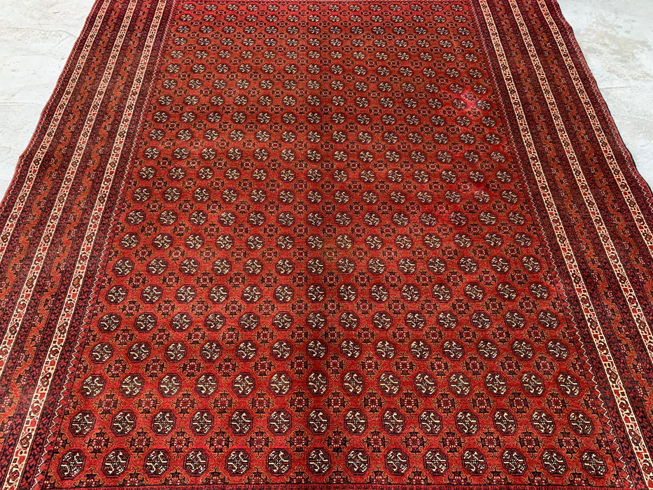 Handmade Persian Wool Area Rug 7x10 - Red Tribal Geometric Chobi Style Rug - Exact Size 9'4" x 6'7" - KBHM-626