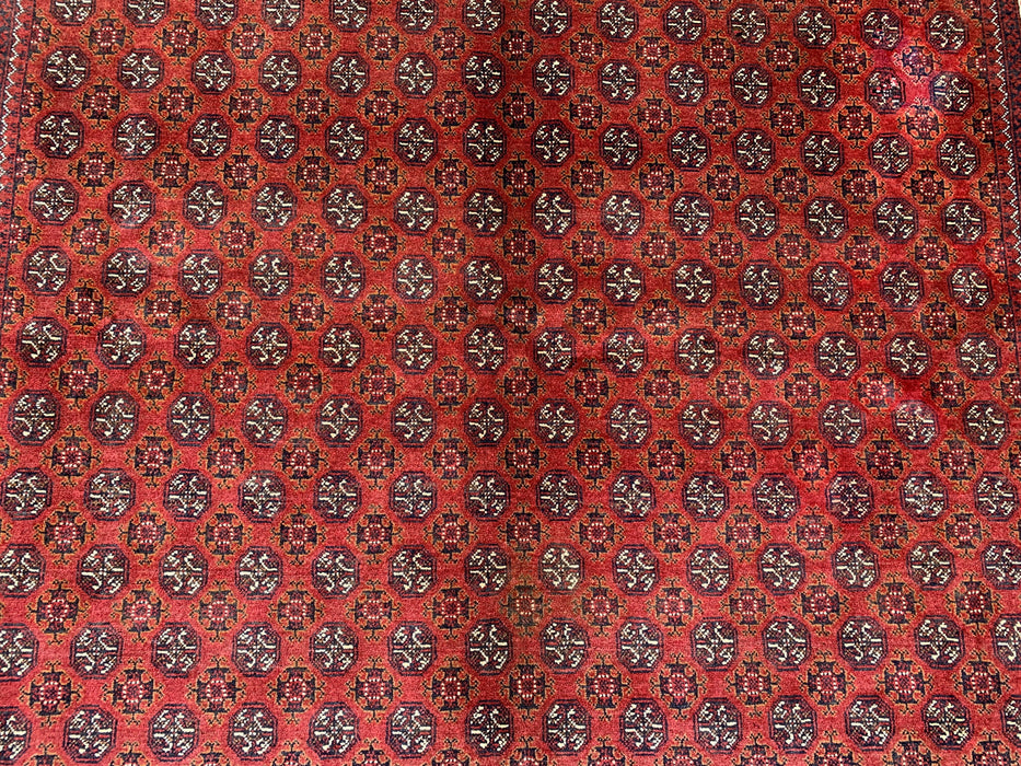 Handmade Persian Wool Area Rug 7x10 - Red Tribal Geometric Chobi Style Rug - Exact Size 9'4" x 6'7" - KBHM-626