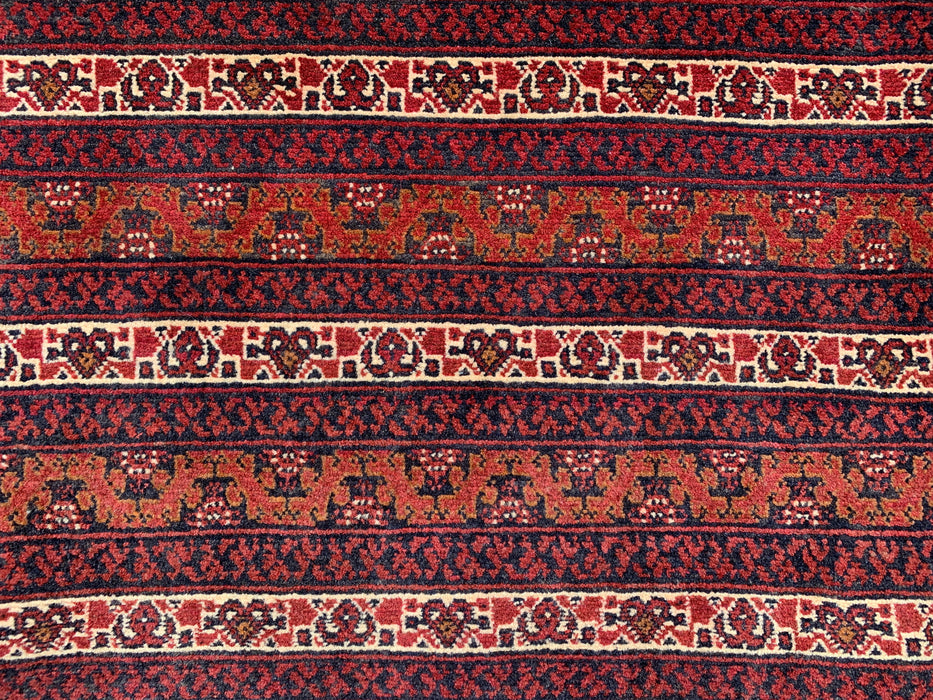 Handmade Persian Wool Area Rug 7x10 - Red Tribal Geometric Chobi Style Rug - Exact Size 9'4" x 6'7" - KBHM-626