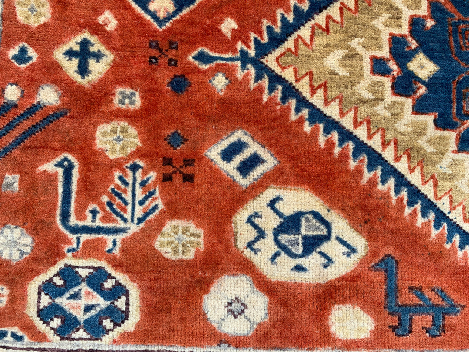 6'5 x 5'1 Hand-Knotted Peshawari Chobi Wool Rug - Orange Tribal Geometric Area Rug - KBHM-629