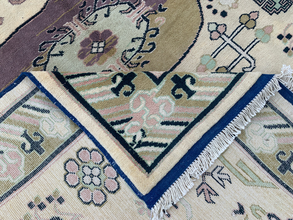 6'6 x 4'11 Hand-Knotted Peshawari Chobi Wool Rug - Ivory Geometric Tribal Area Rug - KBHM-630