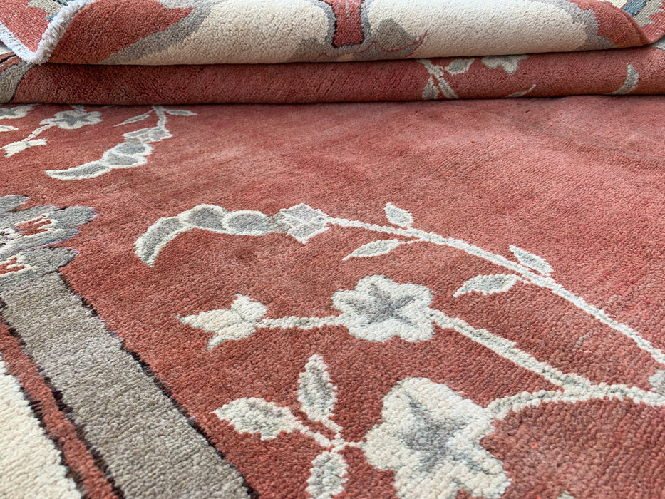 Handmade Persian Wool Area Rug 7x10 - Rust Traditional Open Field Chobi Style Rug - Exact Size 7'8" x 6'0" - KBHM-631