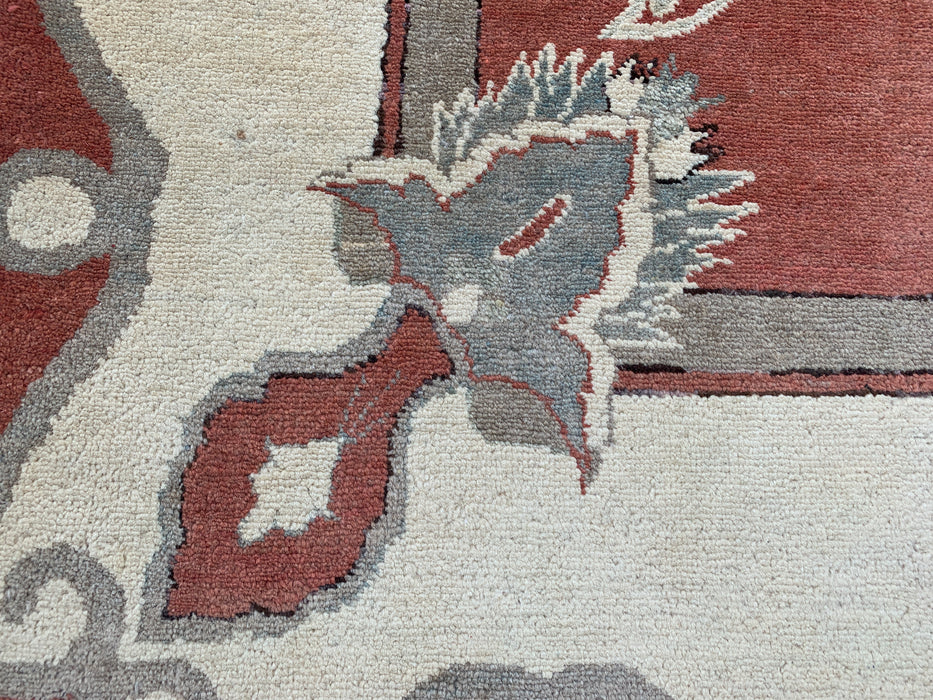 Handmade Persian Wool Area Rug 7x10 - Rust Traditional Open Field Chobi Style Rug - Exact Size 7'8" x 6'0" - KBHM-631