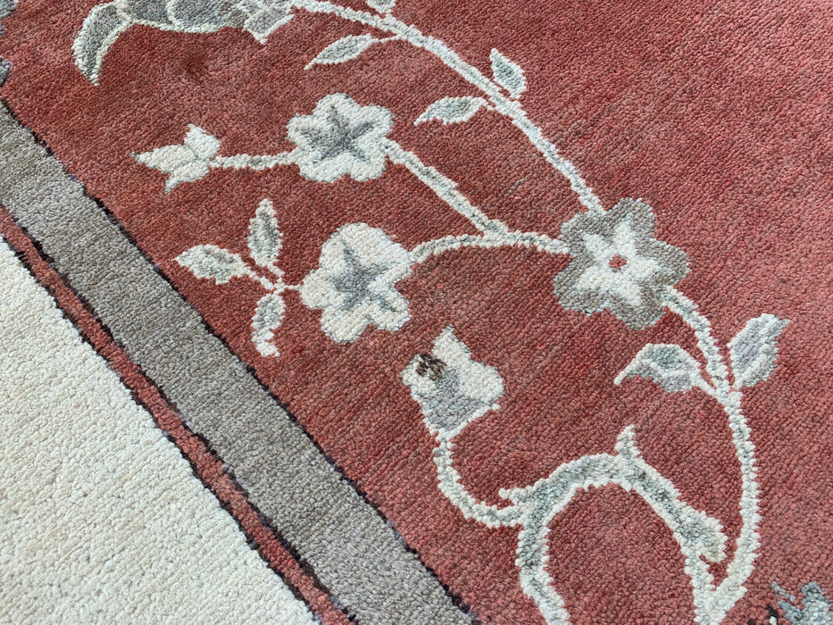 Handmade Persian Wool Area Rug 7x10 - Rust Traditional Open Field Chobi Style Rug - Exact Size 7'8" x 6'0" - KBHM-631
