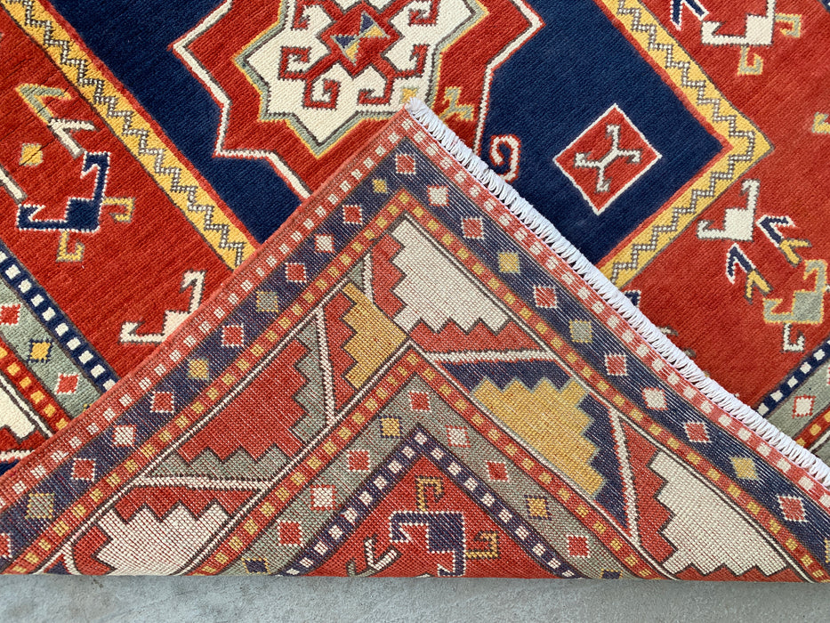 6'4 x 3'11 Hand-Knotted Peshawari Chobi Wool Rug - Red Tribal Geometric Area Rug - KBHM-632