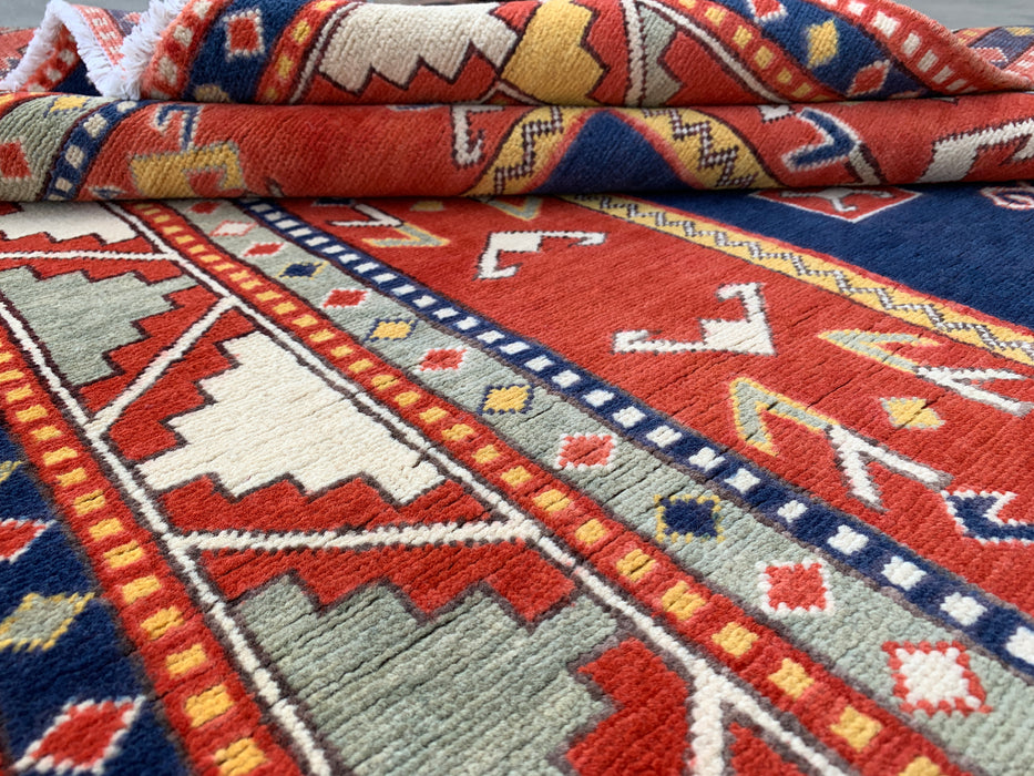 6'4 x 3'11 Hand-Knotted Peshawari Chobi Wool Rug - Red Tribal Geometric Area Rug - KBHM-632
