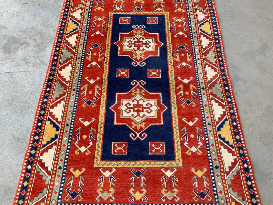 6'4 x 3'11 Hand-Knotted Peshawari Chobi Wool Rug - Red Tribal Geometric Area Rug - KBHM-632