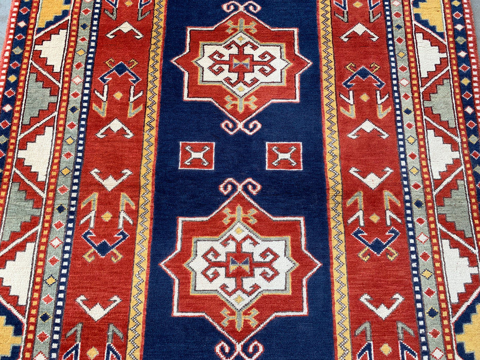 6'4 x 3'11 Hand-Knotted Peshawari Chobi Wool Rug - Red Tribal Geometric Area Rug - KBHM-632