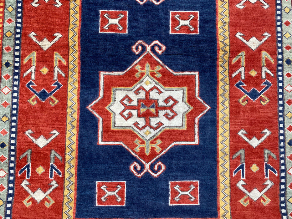 6'4 x 3'11 Hand-Knotted Peshawari Chobi Wool Rug - Red Tribal Geometric Area Rug - KBHM-632
