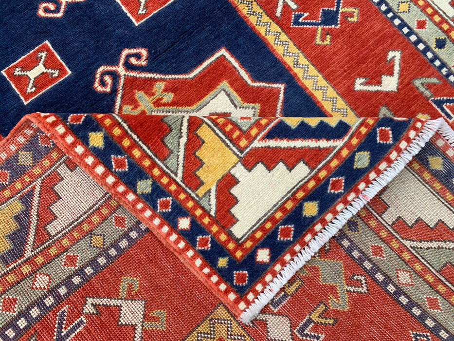 6'4 x 3'11 Hand-Knotted Peshawari Chobi Wool Rug - Red Tribal Geometric Area Rug - KBHM-632