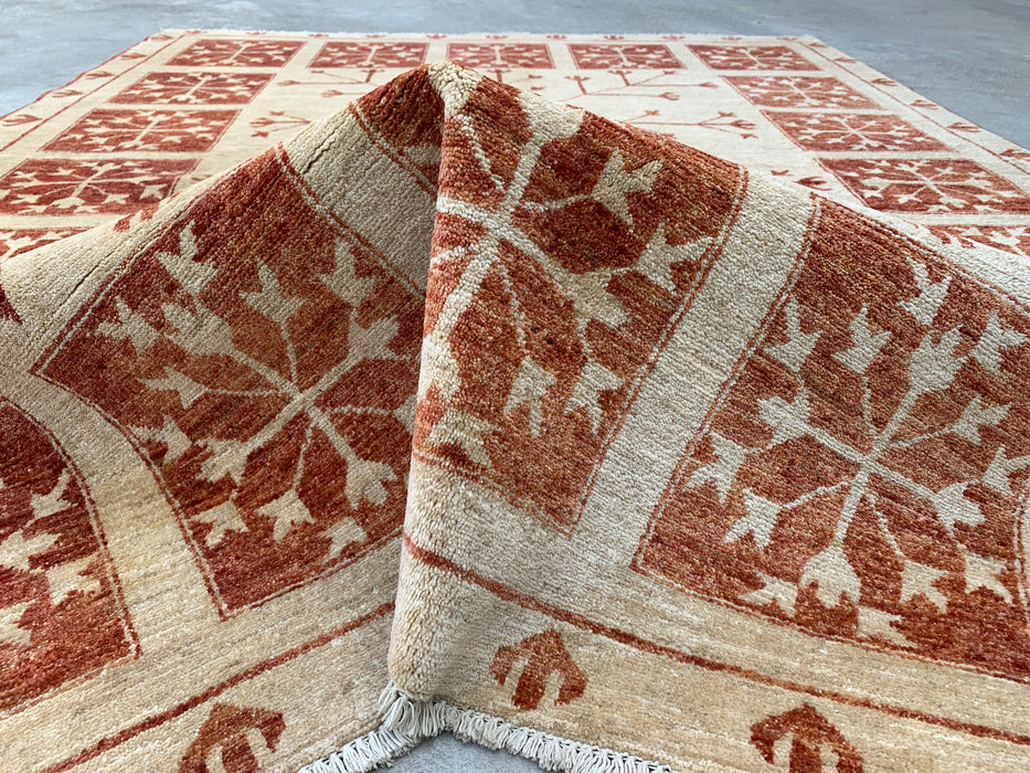 Handmade Persian Wool Area Rug 7x10 - Ivory Tribal Tree of Life Chobi Style Rug - Exact Size 7'10" x 5'10" - KBHM-633