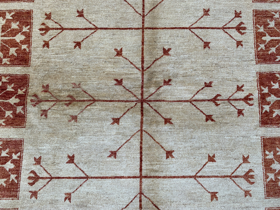 Handmade Persian Wool Area Rug 7x10 - Ivory Tribal Tree of Life Chobi Style Rug - Exact Size 7'10" x 5'10" - KBHM-633