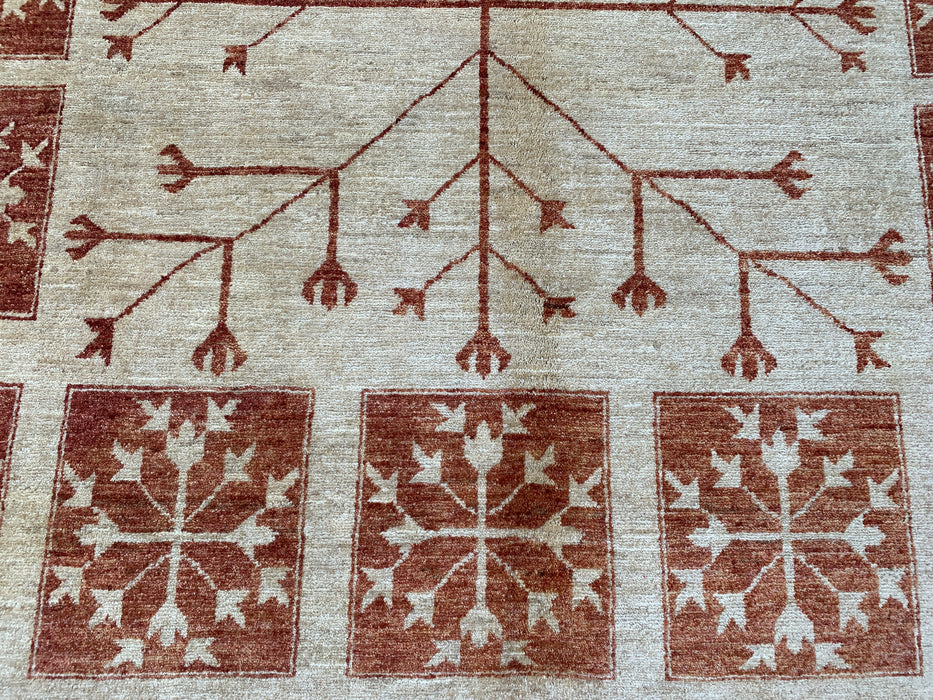 Handmade Persian Wool Area Rug 7x10 - Ivory Tribal Tree of Life Chobi Style Rug - Exact Size 7'10" x 5'10" - KBHM-633