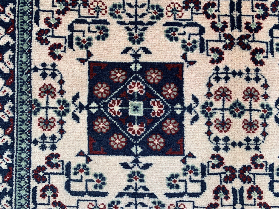 4'10 x 3'3 Hand-Knotted Peshawari Chobi Wool Rug - Ivory Tribal Geometric Area Rug - KBHM-636