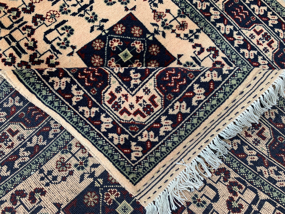 4'10 x 3'3 Hand-Knotted Peshawari Chobi Wool Rug - Ivory Tribal Geometric Area Rug - KBHM-636