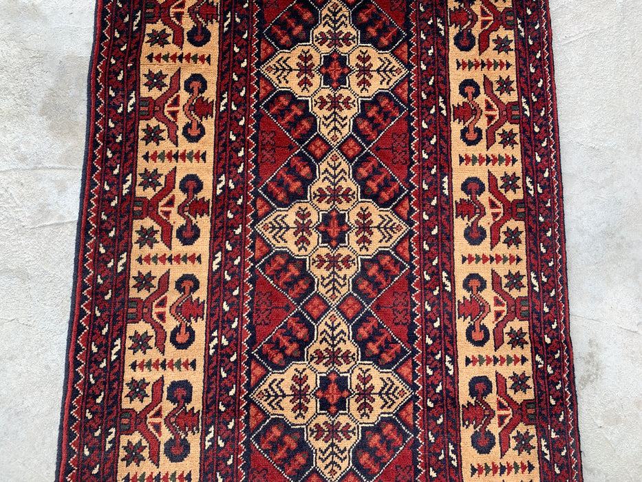 9'6 x 2'9 Hand-Knotted Peshawari Chobi Wool Runner Rug - Ivory Tribal Geometric Hallway Rug - KBHM-638