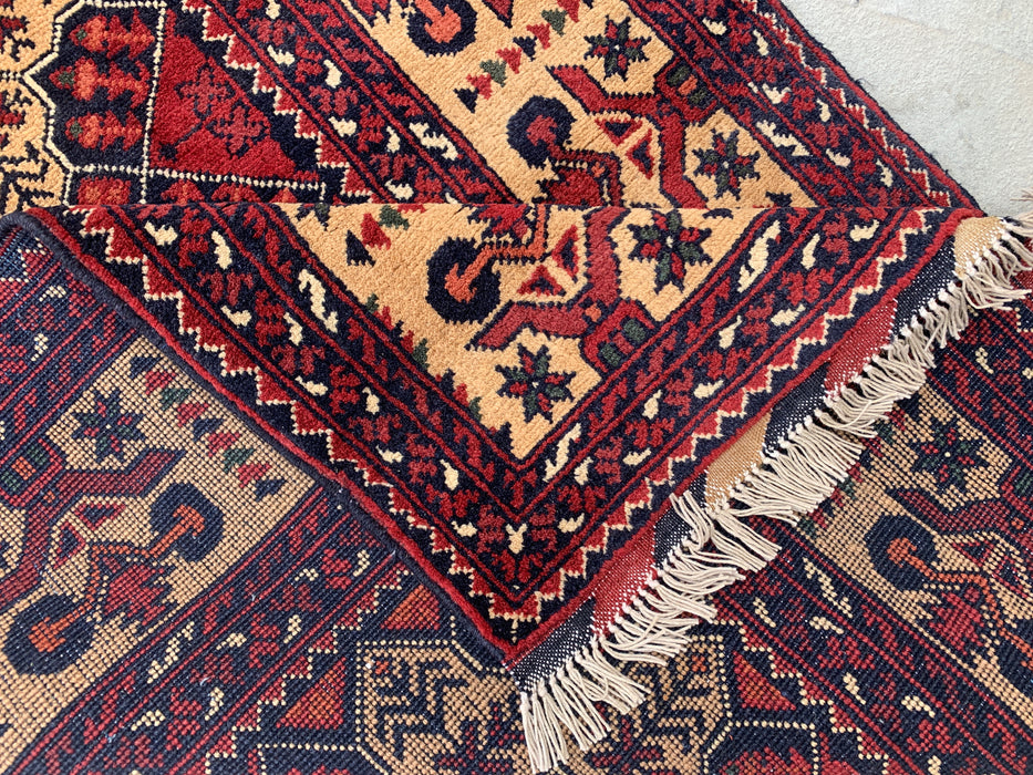 9'6 x 2'9 Hand-Knotted Peshawari Chobi Wool Runner Rug - Ivory Tribal Geometric Hallway Rug - KBHM-638