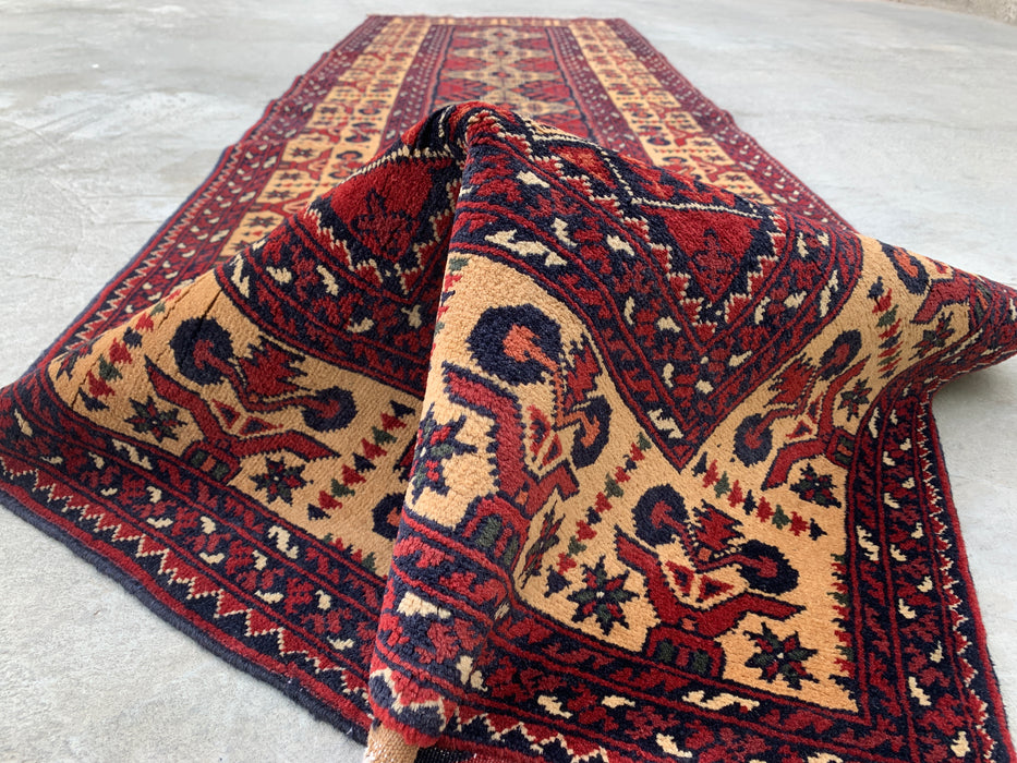 9'6 x 2'9 Hand-Knotted Peshawari Chobi Wool Runner Rug - Ivory Tribal Geometric Hallway Rug - KBHM-638
