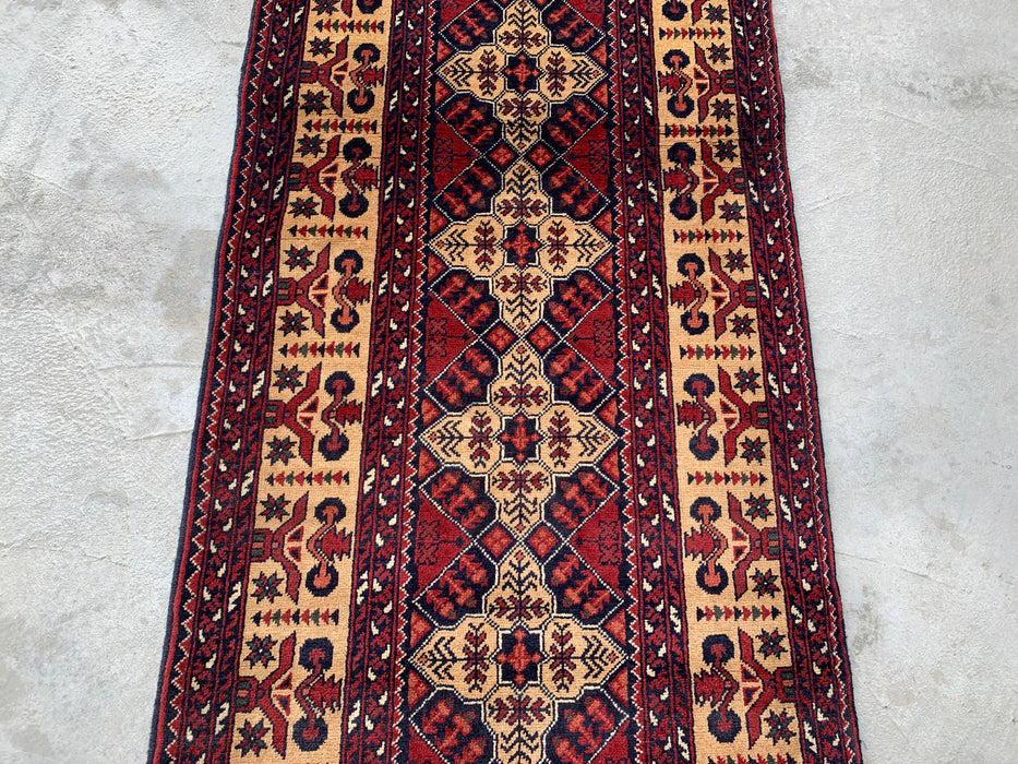9'6 x 2'9 Hand-Knotted Peshawari Chobi Wool Runner Rug - Ivory Tribal Geometric Hallway Rug - KBHM-638