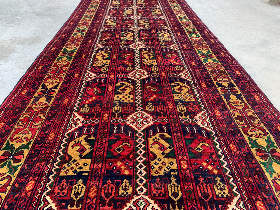 9'5 x 2'11 Hand-Knotted Peshawari Chobi Wool Runner Rug - Red Tribal Geometric Hallway Rug - KBHM-640