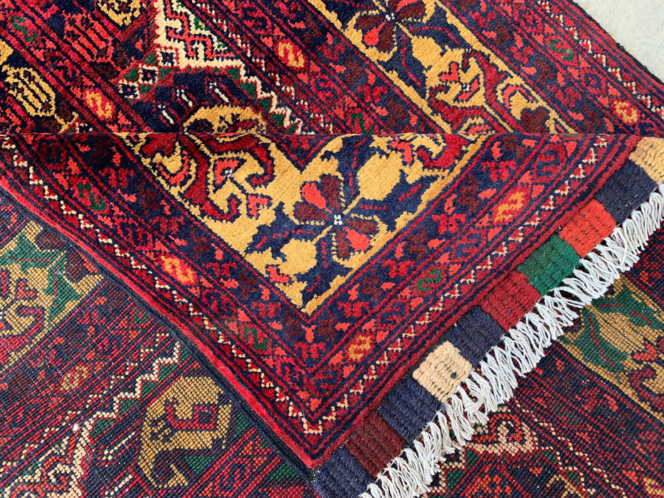 9'5 x 2'11 Hand-Knotted Peshawari Chobi Wool Runner Rug - Red Tribal Geometric Hallway Rug - KBHM-640